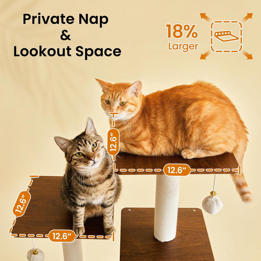 70 inch Tall Multi-Level Cat Tree with Scratching Posts, Perches, Hammock & Pad D762