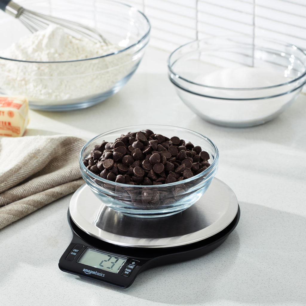 Digital Kitchen Scale with LCD Display, Black and Stainless Steel T650394