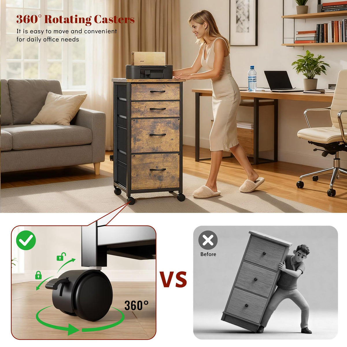 4 Drawer Rolling File Cabinet R862