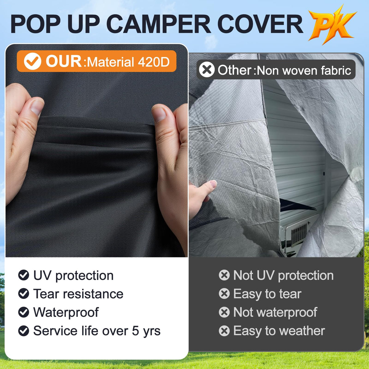 12-14 ft Pop Up Camper Cover 7 Layers Oxford Waterproof Z738