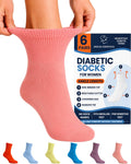 Women's Diabetic Ankle Socks, 6 Pairs, Non-Binding P478