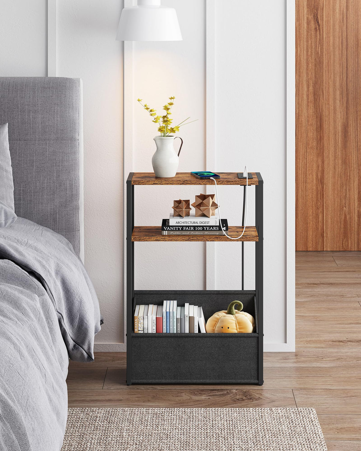 Narrow Side Table with Charging Station V96227