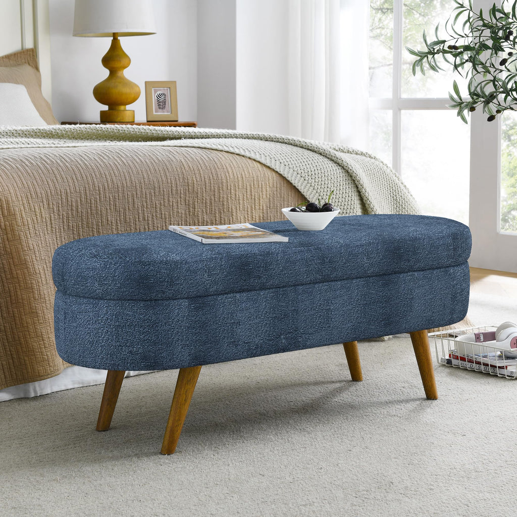 Oval Storage Bench with Rubber Wood Legs T547