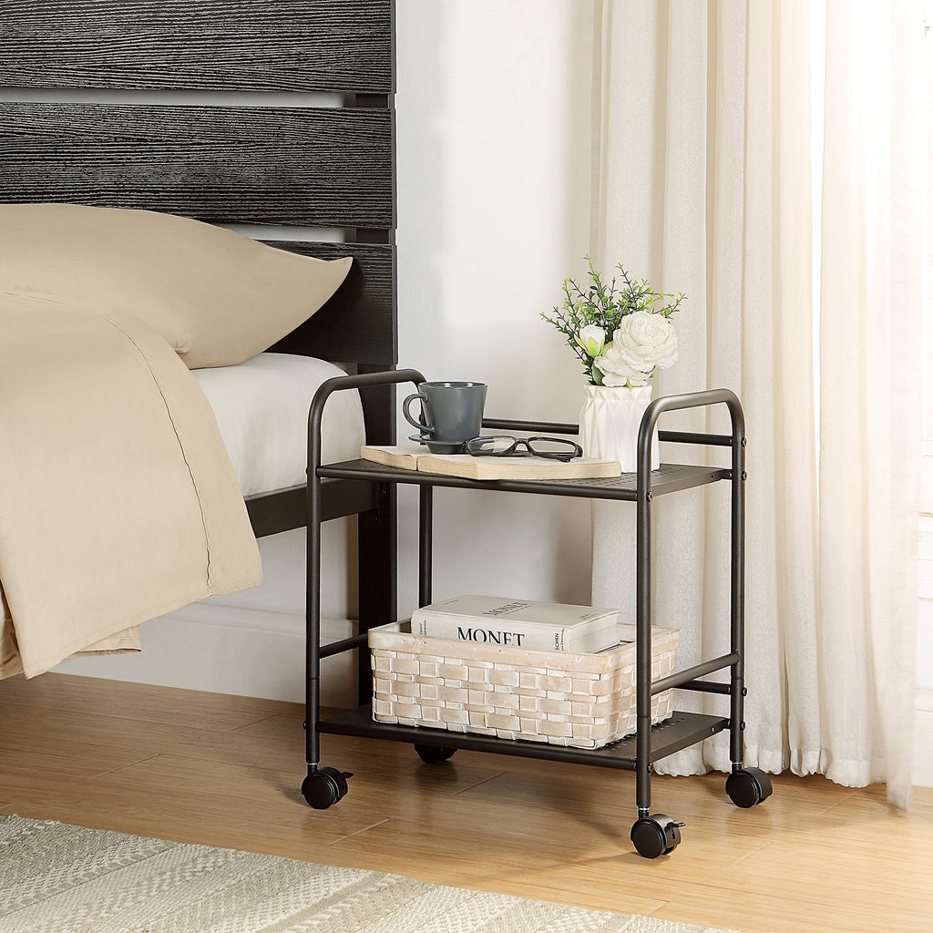 2-Tier Metal Rolling Utility Cart W723
