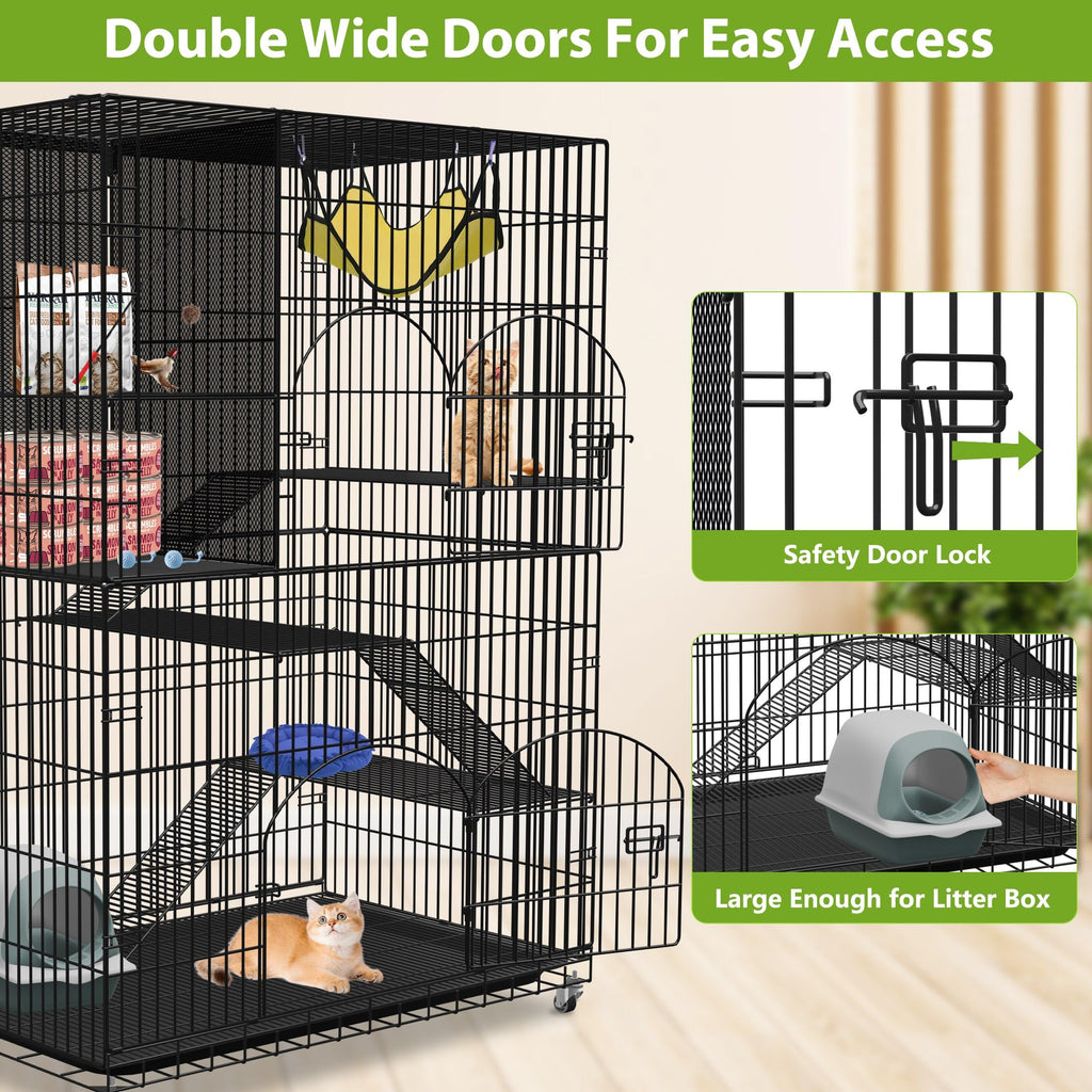 Extra Large 4-Tier Indoor Cat Cage with Wheels H988