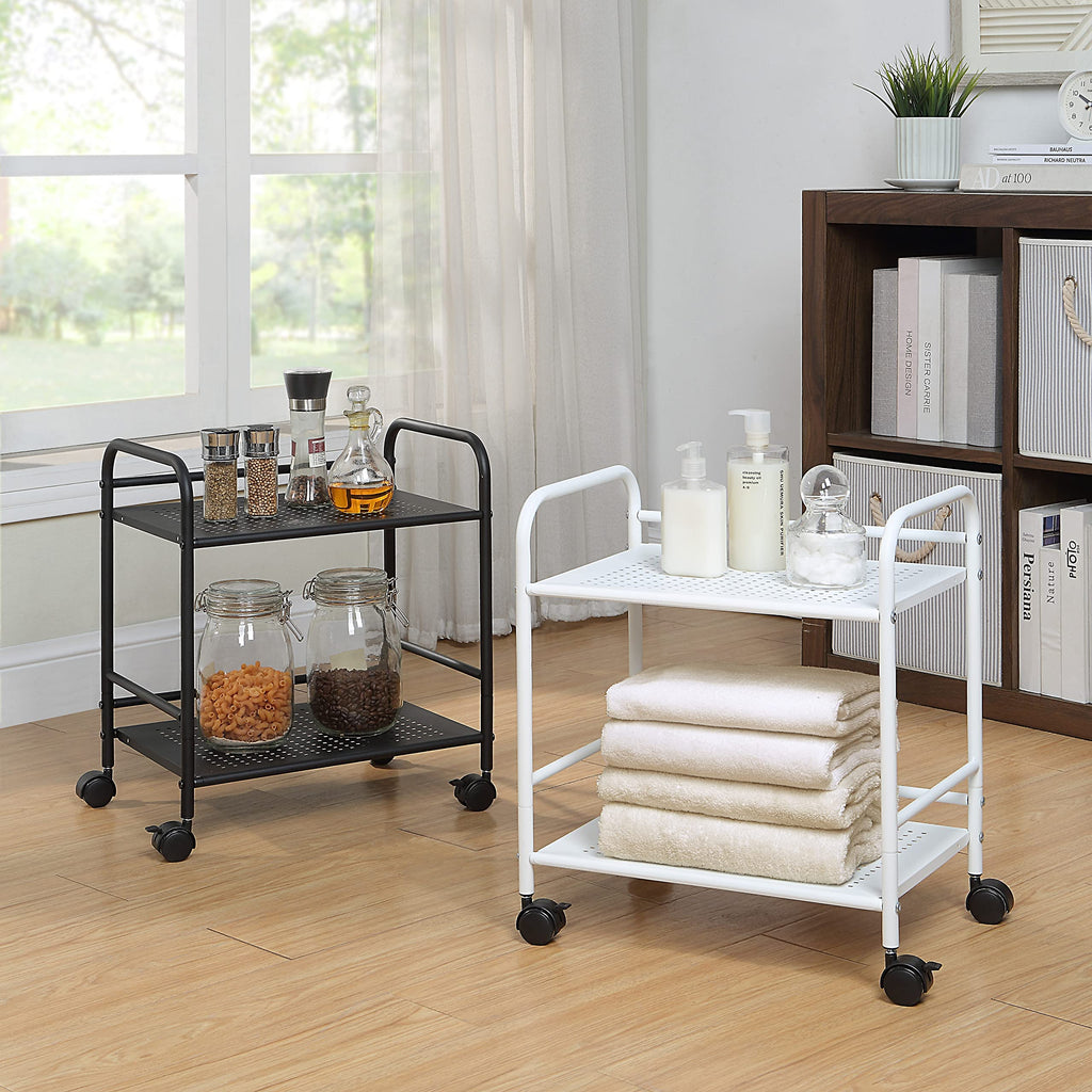 2-Tier Metal Rolling Utility Cart W723