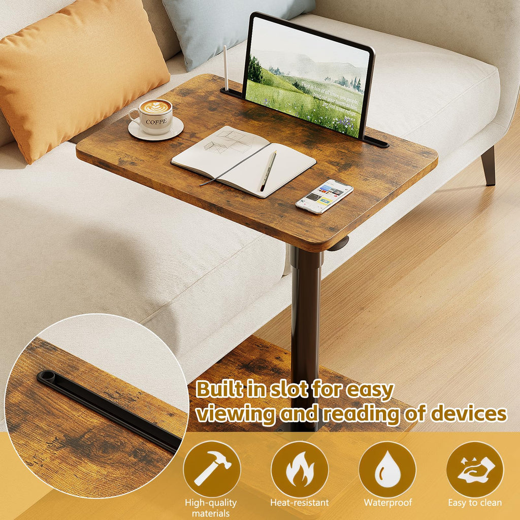 Height Adjustable Swivel C Shaped Side Table Set of 2 X485110