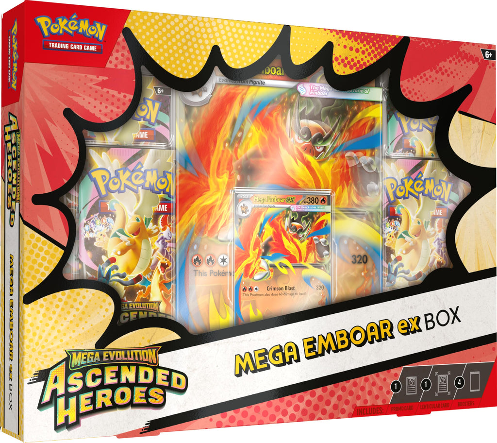 Mega Emboar ex Box (1 Foil Promo Card, 1 Oversize Lenticular Card & 4 Booster Packs) Y8087