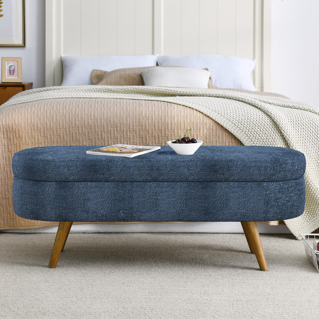 Oval Storage Bench with Rubber Wood Legs W3676