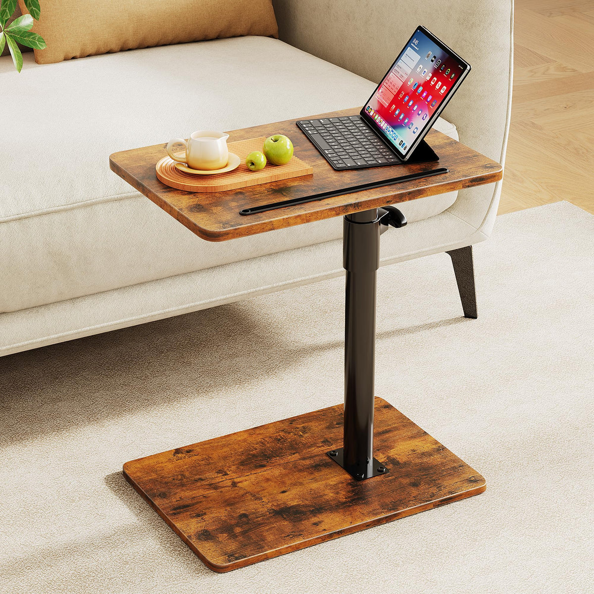 Height Adjustable Swivel C Shaped Side Table Set of 2 X485110